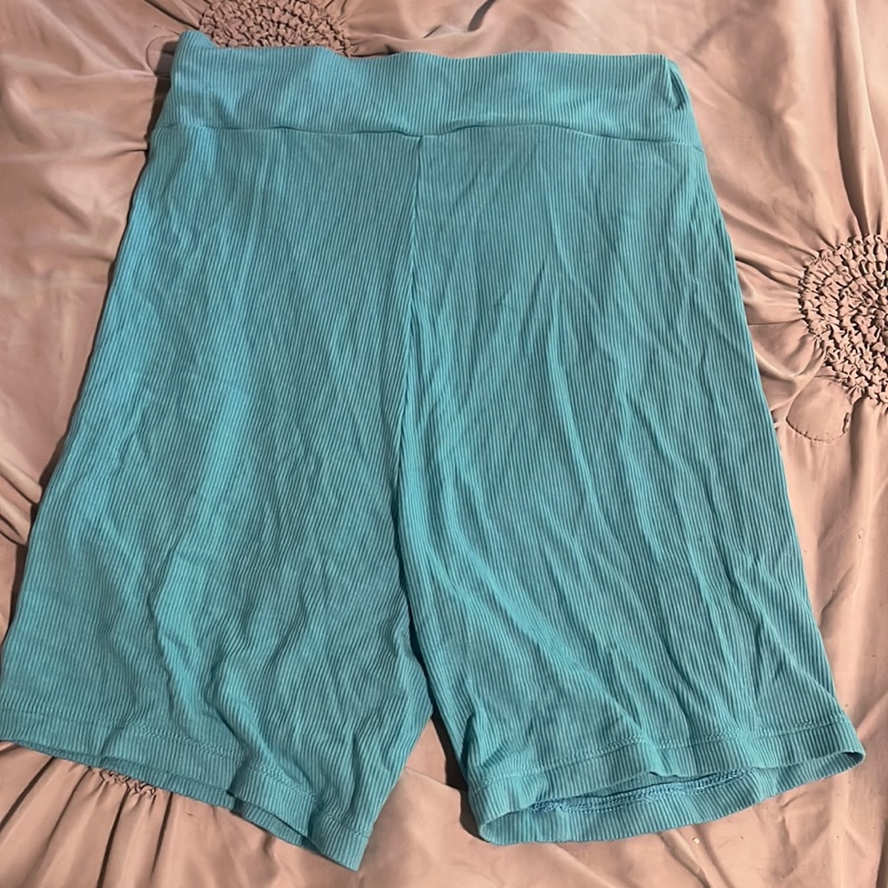 blue biker shorts